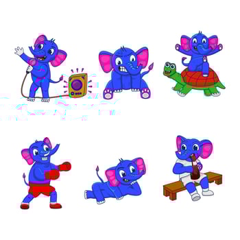 cute character, elephant illustration vector, vector