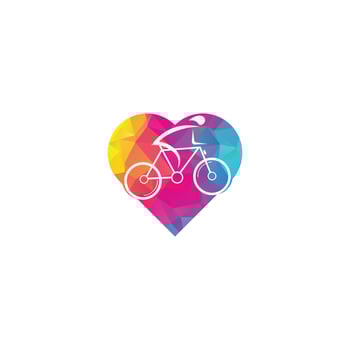 Bicycle heart shape concept vector logo design. Bike Shop Corporate branding identity. Bicycle logo.