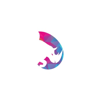 Rhino drop shape concept logo vector design. Rhinos logo for sport club or team. Rhino head icon.