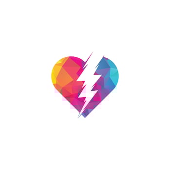 Thunder Heart Logo, Electrical sign with a Heart, Love Power Energy Logo Design Element, Lightning bolt in heart shape logo design vector