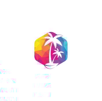 Tropical beach and palm tree logo design. Creative simple palm tree vector logo design. Beach logo. Beach palm tree logo