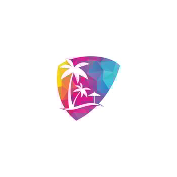 Beach logo design template. summer logo designs. Tropical beach and palm tree logo design. vector