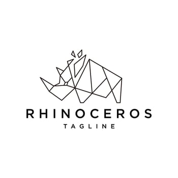 Rhinoceros geometric polygonal logo vector icon design template