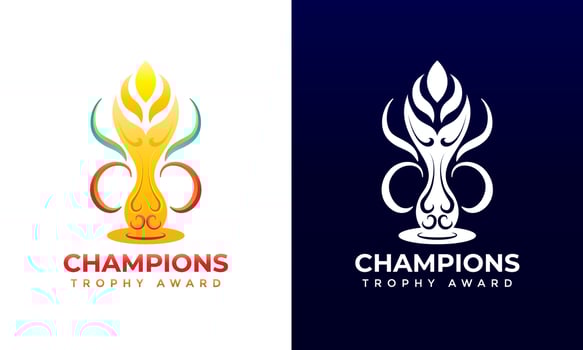 Abstract illustration of champion trophy award logo design in colorful gradient style vector