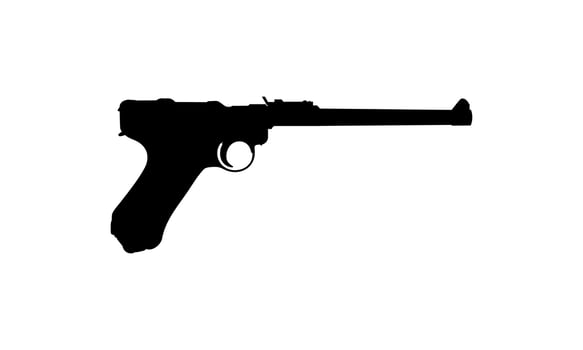 Silhouette of Pistol Gun for Logo, Pictogram, Website or Graphic Design Element. Vector Illustration
