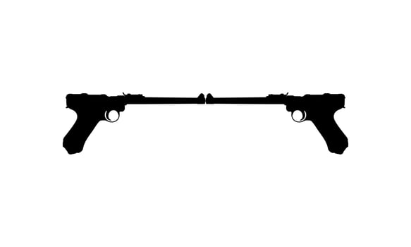 Silhouette of Pistol Gun for Logo, Pictogram, Website or Graphic Design Element. Vector Illustration