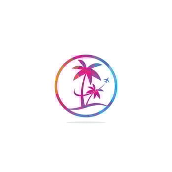 Beach travel logo icon design. Travel logo template. Palm Tree With ocean wave logo template vector. vector