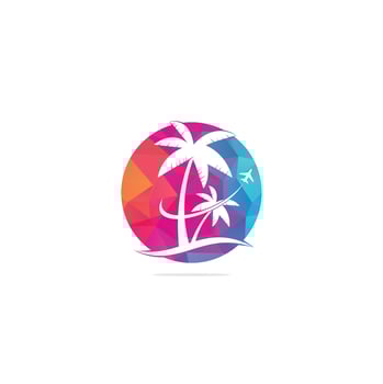 Beach travel logo icon design. Travel logo template. Palm Tree With ocean wave logo template vector. vector