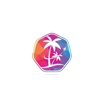 Beach travel logo icon design. Travel logo template. Palm Tree With ocean wave logo template vector. vector