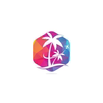 Beach travel logo icon design. Travel logo template. Palm Tree With ocean wave logo template vector. vector