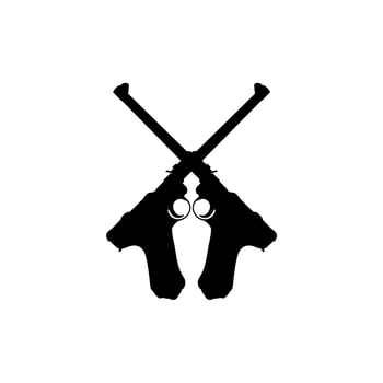 Silhouette of Pistol Gun for Logo, Pictogram, Website or Graphic Design Element. Vector Illustration