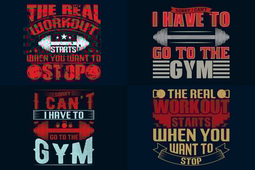 motivational quotes for workout T-shirt Design, Gym-Fitness T-shirt Design Bundle vector
