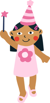black hair girl black eyes brown skin pink princess dress png