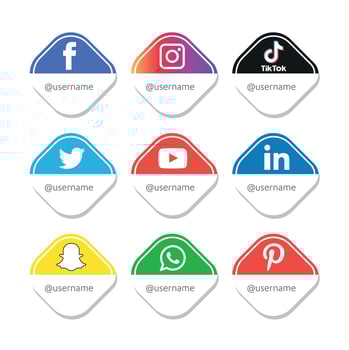 Social media icons set Logo Vector Illustrator