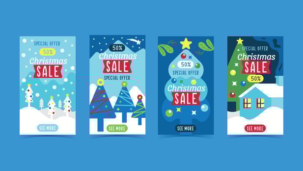 Social Media Stories of Christmas Tree vector