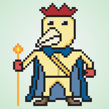 pixel art rooster king illustration character vector
