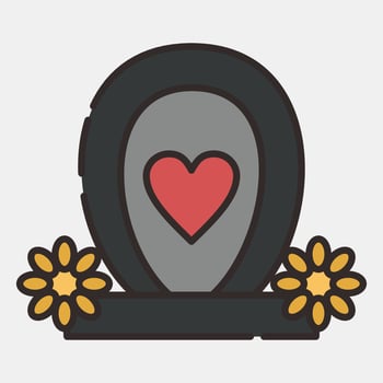 Icon tombstone. Day of the dead celebration elements. Icons in filled line style. Good for prints, posters, logo, party decoration, greeting card, etc. vector