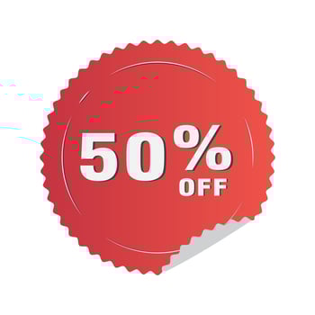 vector illustration, 50 discount red circle sticker icon