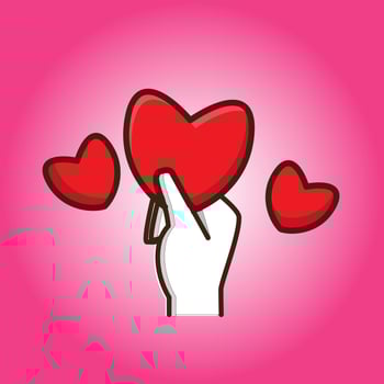 vector illustration of a symbol of giving love, giving a sign of love, expressing love