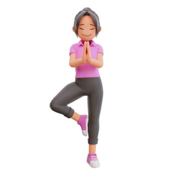 Cute girl yoga pose 3d cartoon illustration png