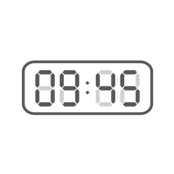vector illustration of digital clock template, digital numbers have shadows, editable