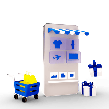 3D render Online shop white mobile app transparency png