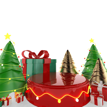 Stage Podium Transparency Realistic 3D render Christmas day promo product png