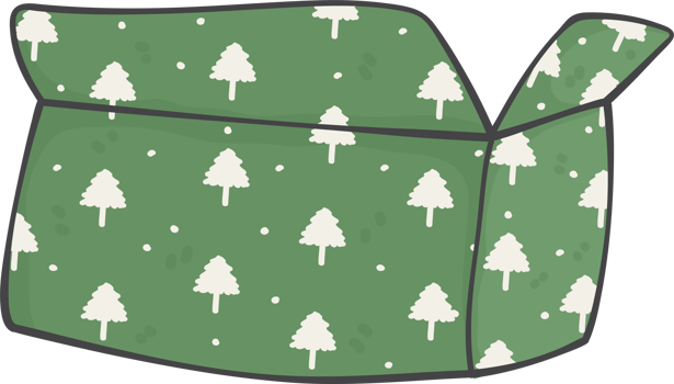 Cute Christmas present gift box cartoon doodle hand drawing png