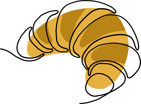 simplicity croissant bread freehand continuous line drawing png