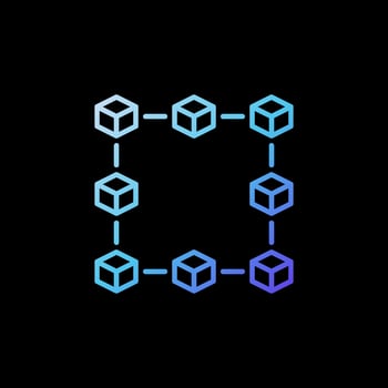 Block Chain vector concept blue linear icon - Cryptocurrency abstract creative sign