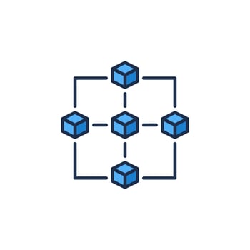 Cryptocurrency Block Chain vector concept blue icon. Five Blockchain Blocks abstract symbol