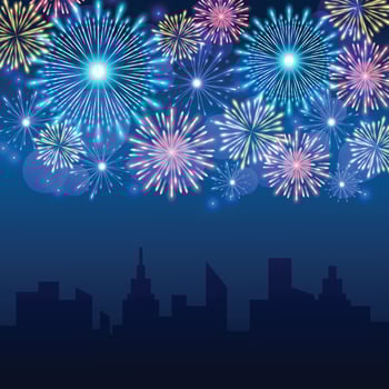 New Year Fireworks Outdoor Background vector