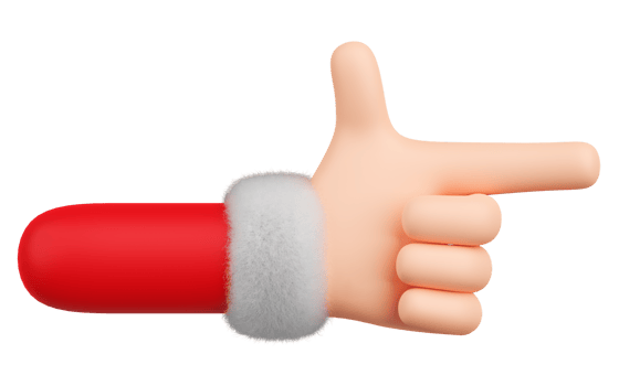 Santa Claus hand in red shirt with fur, 3d illustration png
