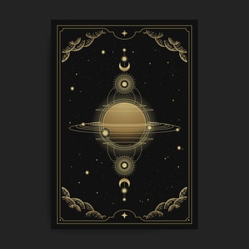 Cosmic star, moon and planets and their orbits vector