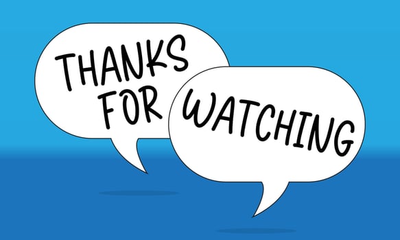 Thanks for watching sign with chat bubble vector illustration. Sticker for social media content. Bubble pop art comic style poster. Eps10 Vector