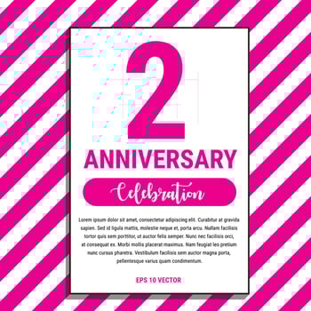2 Year Anniversary Celebration Design, on Pink Stripe Background Vector Illustration. Eps10 Vector