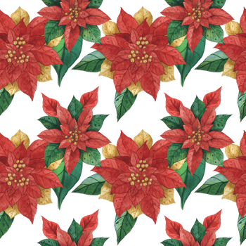 Christmas seamless pattern with poinsettia png