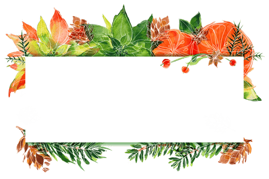 Christmas watercolor frame with winter plants png