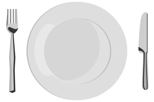 Empty white plate with fork and knife png