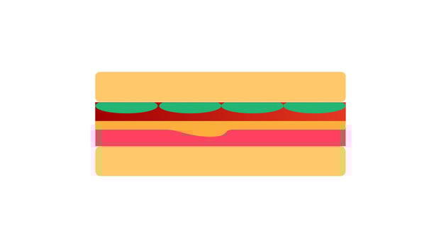 Breakfast, delicious start to the day. Simple sandwich with cheese and vegetables. Vector illustration cartoon flat icon isolated on white