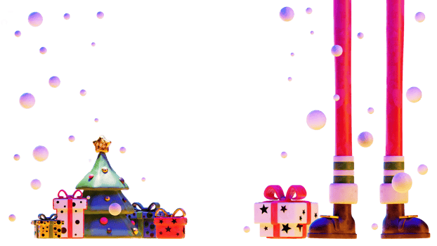 Santa claus delivered a gift under the Christmas tree png