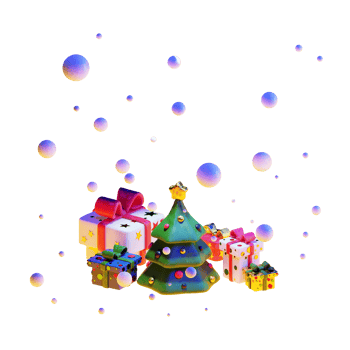 Christmas tree and gift boxes under snow clay illustration png