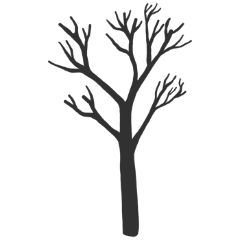 Hand drawn naked tree silhouette png