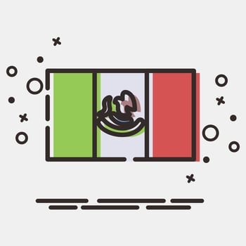 Icon Mexico flag. Day of the dead celebration elements. Icons in MBE style. Good for prints, posters, logo, party decoration, greeting card, etc. vector