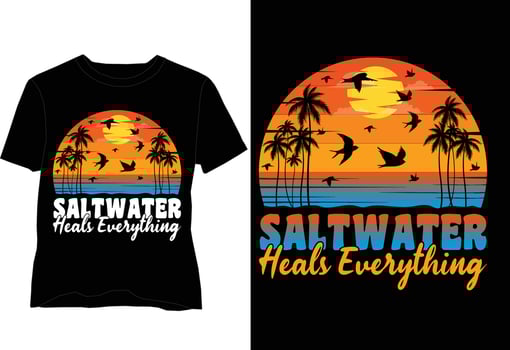 Sunset Beach Vacation T Shirt Design vector