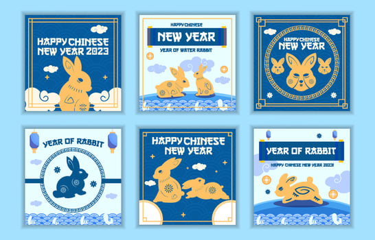 Chinese New Year 2023 Water Rabbit Social Media Tamplate vector