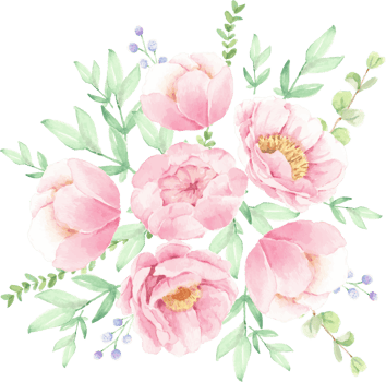 watercolor pink peony flower bouquet arrangement png