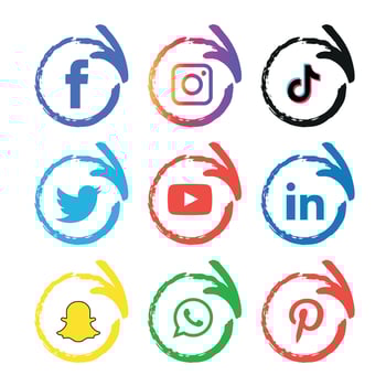 Social media icons set Logo Vector Illustrator