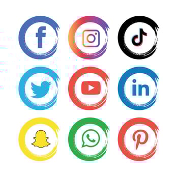 Social media icons set Logo Vector Illustrator