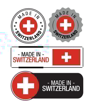 Set of Made in Switzerland labels, logo, Switzerland flag, Switzerland Product Emblem vector